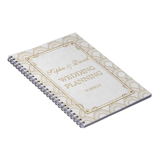 Witte Great Gatsby Art Deco Gouden Trouw Planner Notitieboek (Rechterzijde)