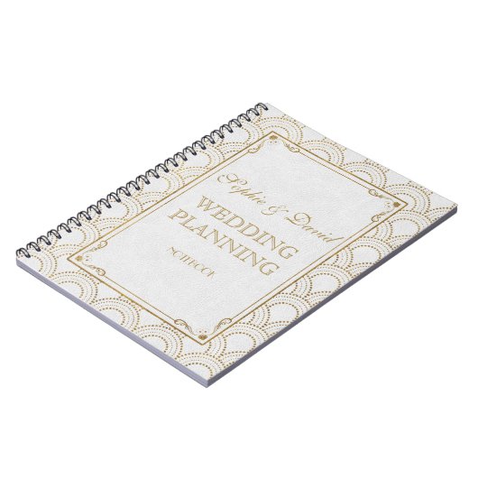 Witte Great Gatsby Art Deco Gouden Trouw Planner Notitieboek (Linkerzijde)