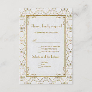 Witte Great Gatsby Art Deco Gouden Trouw RSVP Kaartje