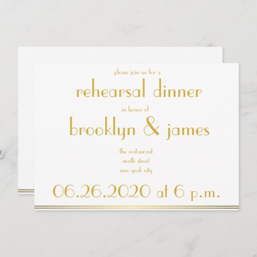 Witte Great Gatsby bruiloftsproef uitnodigingen (Voorkant / Achterkant)