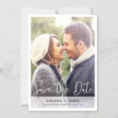 Witte Grens Eenvoudig Modern Manuscript sparen de Magnetische Uitnodiging (Voorkant)