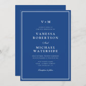 Witte grens Marseille Bleu unieke QR Code bruiloft Kaart (Voorkant / Achterkant)