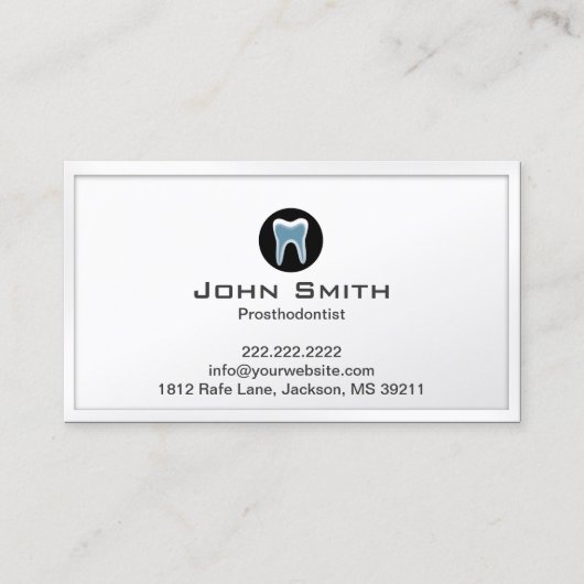 Witte grens tandprothesist visitekaartje (Voorkant)