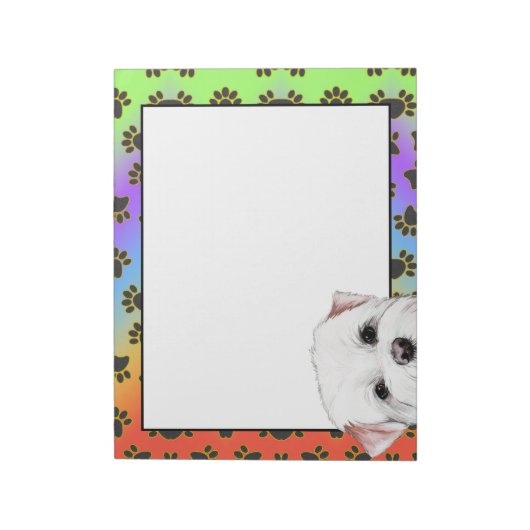 Witte Grens Verkleurd hondendriepatroon Notitieblok (Linkerzijde)