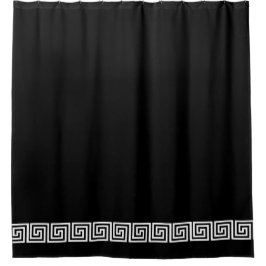 Witte Griekse Sleutelgrens op Aangepaste Kleur Zwa Douchegordijn