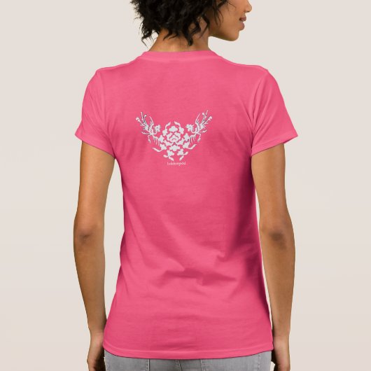 WITTE GRIFFINS EN BLOEMEN MET ROZE RUBY GEM T-SHIRT (Achterkant)