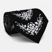 WITTE GRIFFINS EN STROMEN IN ZWARTE ZWART STROPDAS (Opgerold)