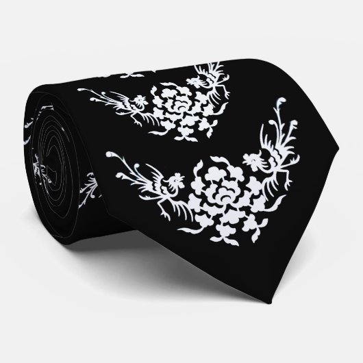 WITTE GRIFFINS EN STROMEN IN ZWARTE ZWART STROPDAS (Opgerold)