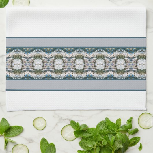 Witte grijs en blauw theedoek (Gevouwen)