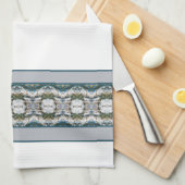 Witte grijs en blauw theedoek (Quarter Fold)