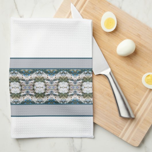 Witte grijs en blauw theedoek (Quarter Fold)