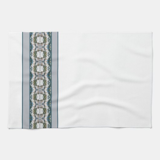 Witte grijs en blauw theedoek (Horizontaal)