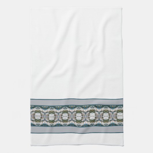 Witte grijs en blauw theedoek (Verticaal)