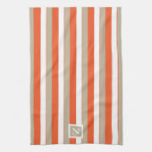 Witte Grijs Oranje Strepen Monogram Theedoek (Verticaal)