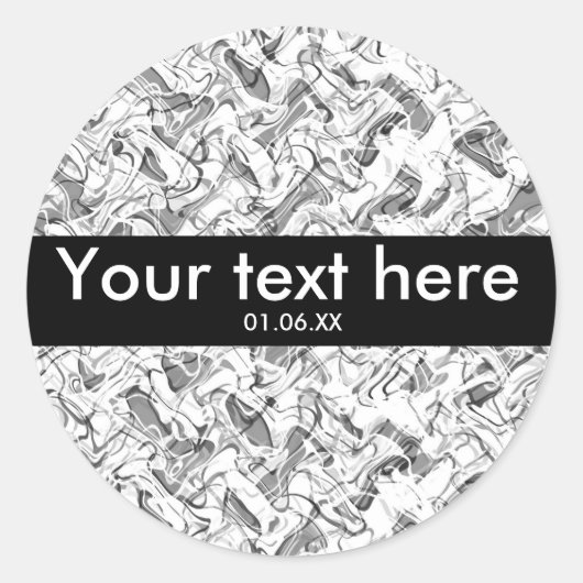 Witte & Grijze Abstracte Rook Grunge Jongens Stick Ronde Sticker (Voorkant)