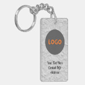 Witte & Grijze Achtergrond Douane Logo & QR Code Sleutelhanger (Voorkant Links)