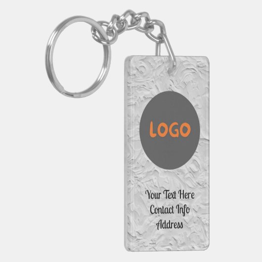 Witte & Grijze Achtergrond Douane Logo & QR Code Sleutelhanger (Voorkant Links)