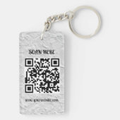 Witte & Grijze Achtergrond Douane Logo & QR Code Sleutelhanger (achterkant)