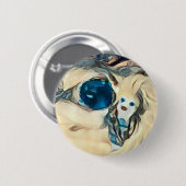 Witte grijze blauwe ogen pixelknop ronde button 5,7 cm (Voorkant /achterkant)