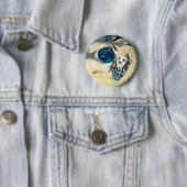 Witte grijze blauwe ogen pixelknop ronde button 5,7 cm (In situ)