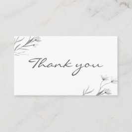 Witte Grijze Bloemen dank u Stijlvolle eenvoudige  Informatiekaartje