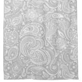 Witte & Grijze Bloemen Paisley Kant Patroon Douchegordijn (Voorkant)