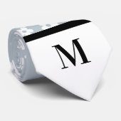 Witte & Grijze Daisies Monogramed stropdas (Opgerold)