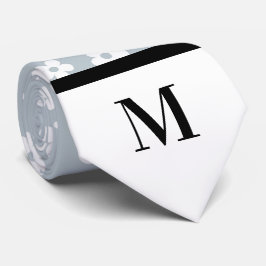 Witte & Grijze Daisies Monogramed stropdas