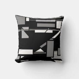 Witte grijze dozen op zwarte geometrische kunst Ab Kussen