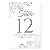 Witte & grijze elegante filigraan bruiloft kaart (Achterkant)