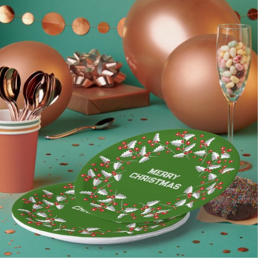 Witte grijze en rode kerstmis op zwart papieren bordje (Multi)