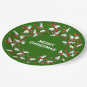 Witte grijze en rode kerstmis op zwart papieren bordje (Gekanteld)