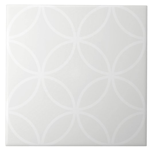 Witte grijze en witte bloemblaadjes cirkel diamant tegeltje (Voorkant)