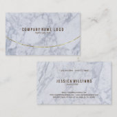 Witte & Grijze Faux Marmer Gouden Accenten Visitekaartje (Voorkant / Achterkant)