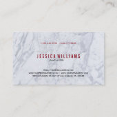 Witte & Grijze Faux Marmer Zilveren Accenten Visitekaartje (Achterkant)