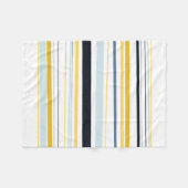 Witte grijze gele marine blauwe strepen fleece deken (Voorkant (Horizontaal))