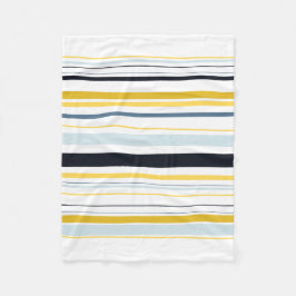 Witte grijze gele marine blauwe strepen fleece deken