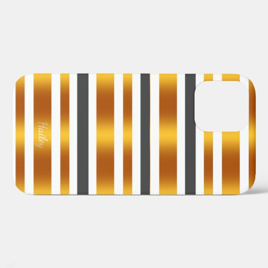 Witte grijze gouden streep Case-Mate iPhone case (Achterkant (horizontaal))