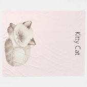 Witte Grijze Kitten Kat Fleece Deken (Voorkant (Horizontaal))