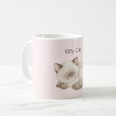 Witte Grijze Kitten Kat Koffiemok (Voorkant links)