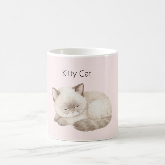 Witte Grijze Kitten Kat Koffiemok (Center)