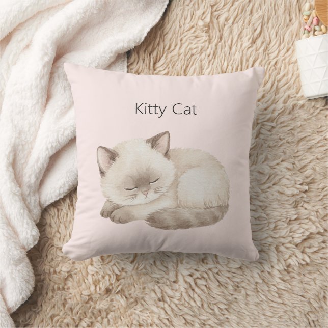Witte Grijze Kitten Kat Kussen (Deken)