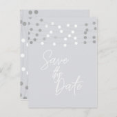 Witte Grijze Koord lichten Moderne Chic sparen de  Aankondigingskaart (Voorkant / Achterkant)