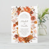 Witte grijze koppervlakte botanische bruiloft kaart (Staand voorkant)