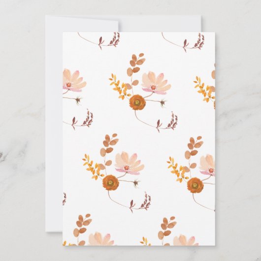 Witte grijze koppervlakte botanische bruiloft kaart (Achterkant)