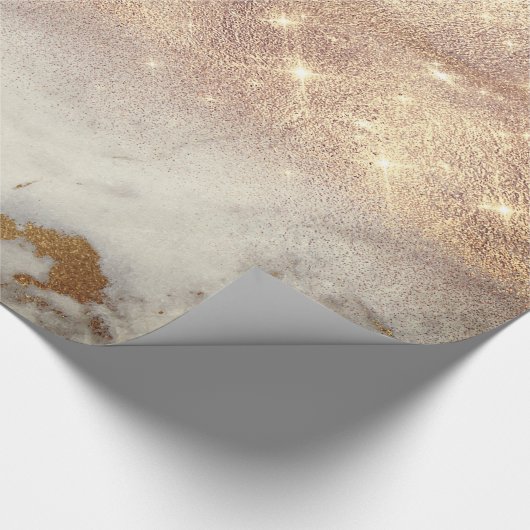 Witte grijze marmer Golden Shiny Brush Glitter Spa Cadeaupapier (Hoek)