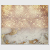 Witte grijze marmer Golden Shiny Brush Glitter Spa Cadeaupapier (Vlak)