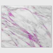 Witte grijze marmer met dunne roze penselen cadeaupapier (Vlak)