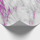 Witte grijze marmer met dunne roze penselen cadeaupapier (Hoek)