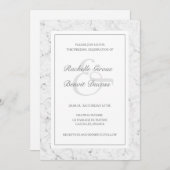 Witte grijze marmer met elegante moderne bruiloft kaart (Voorkant / Achterkant)